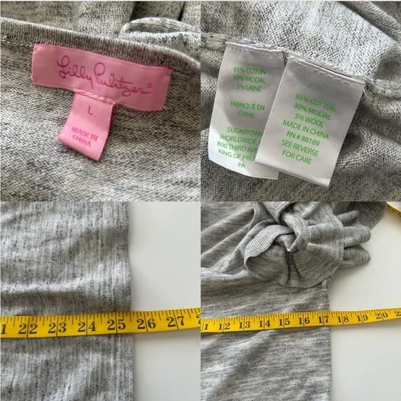 Lilly Pulitzer Fresca Sweater ruffled sleeves V-neck size Large. - Picture 7 of 8